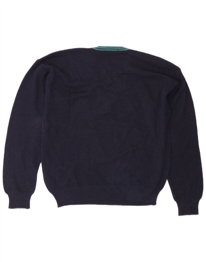 Vintage Herre V-hals sweater IT 50 Medium Marineblå Uld
