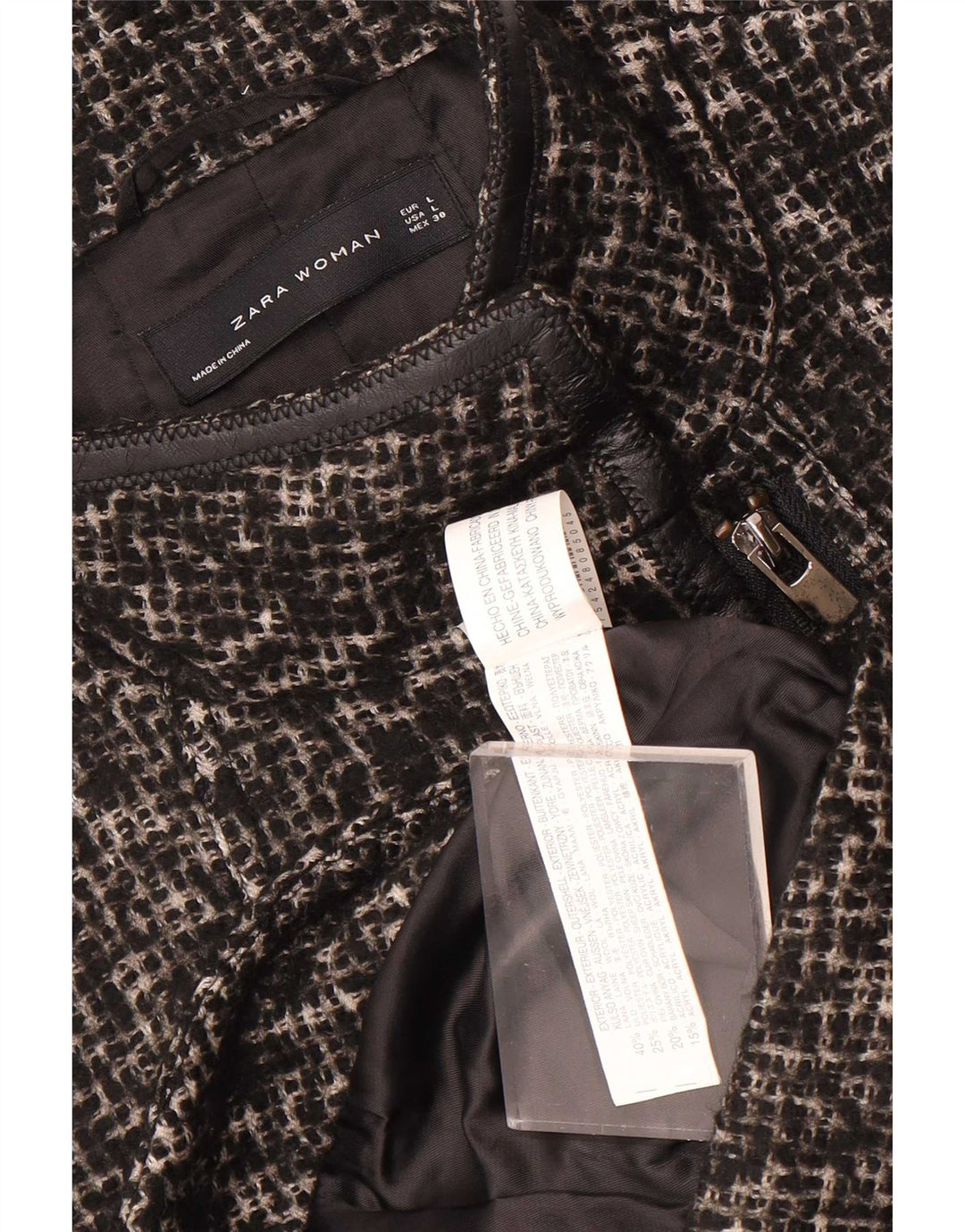 Zara Dame Blazer Jakke UK 14 Stor Sort Uld