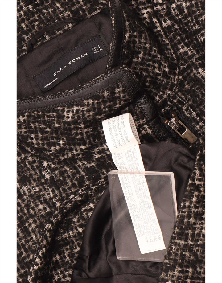 Zara Dame Blazer Jakke UK 14 Stor Sort Uld