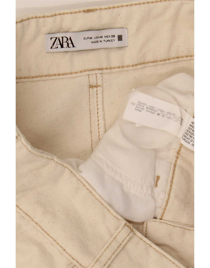 Zara Dame Midi Nederdel Medium W29 Beige Bomuld