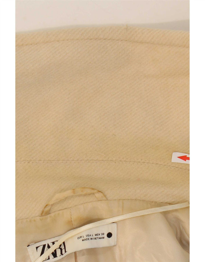 Zara Dame Oversized Overfrakke UK 16 Large Beige Polyester