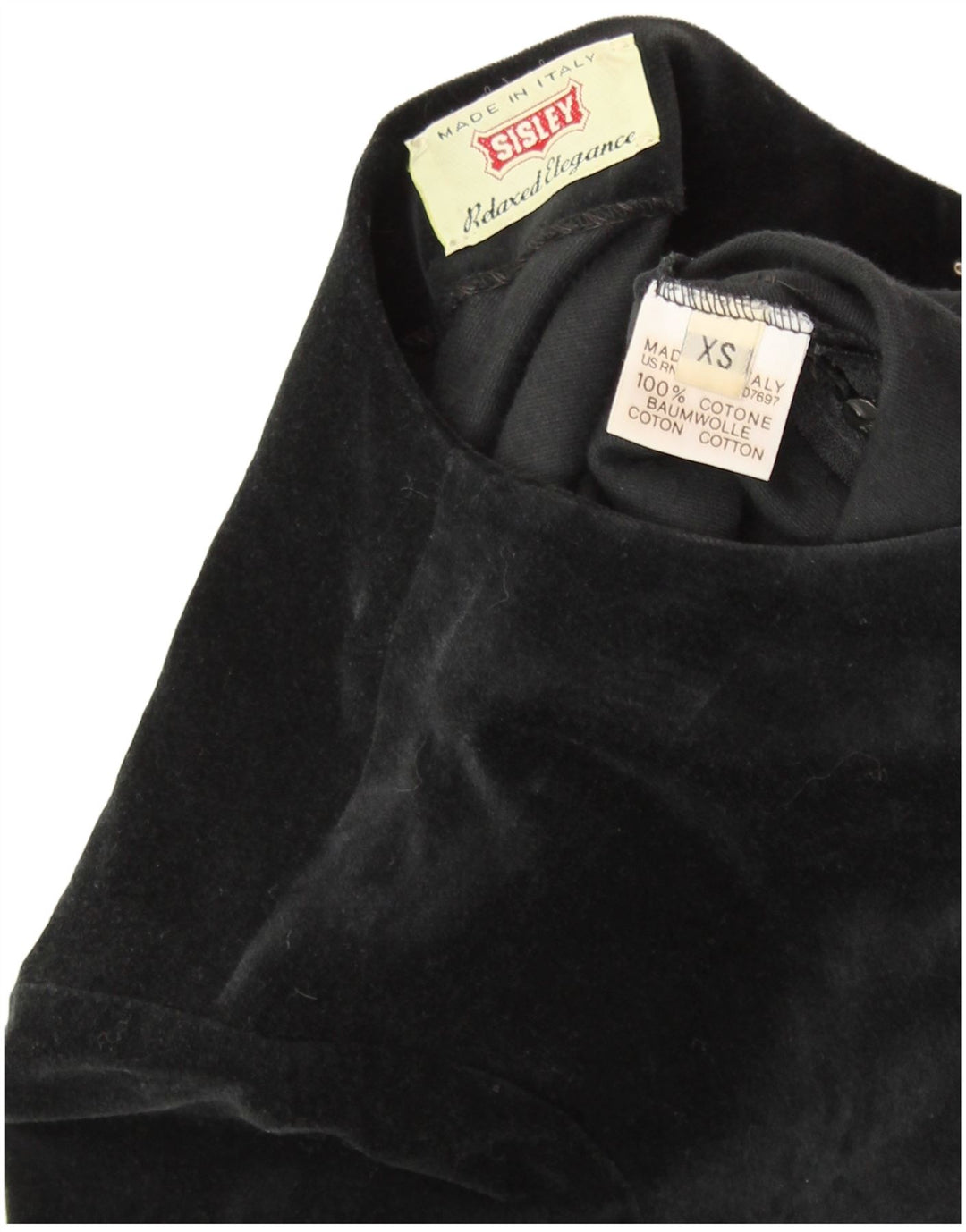 SISLEY Kvinders Velvet Skede Kjole UK 6 XS Sort Bomuld