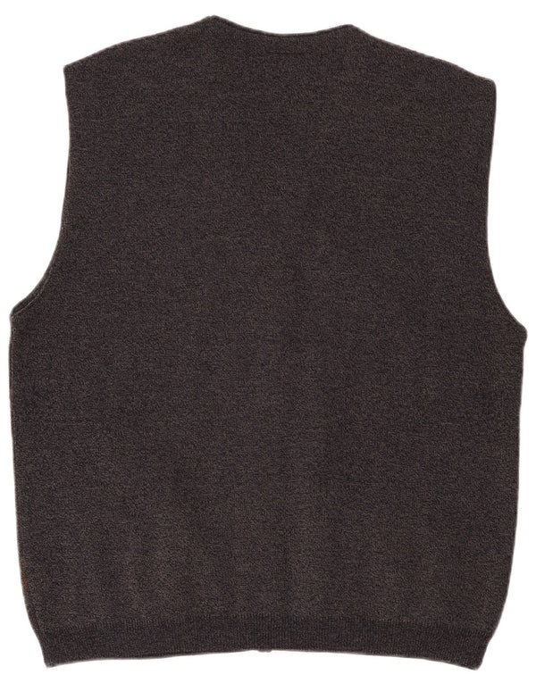 Enzo Goti herre cardigan sweater 2XL brun geometrisk uld