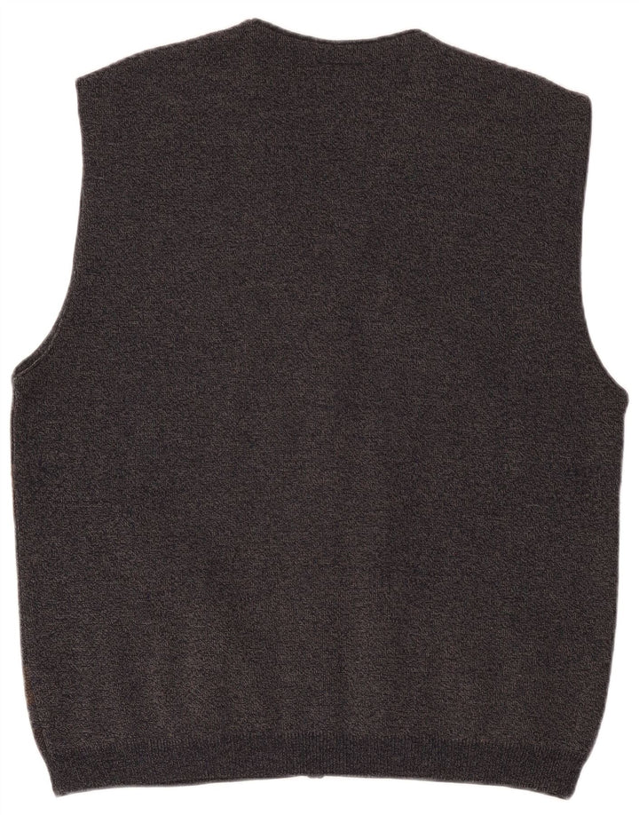 Enzo Goti herre cardigan sweater 2XL brun geometrisk uld