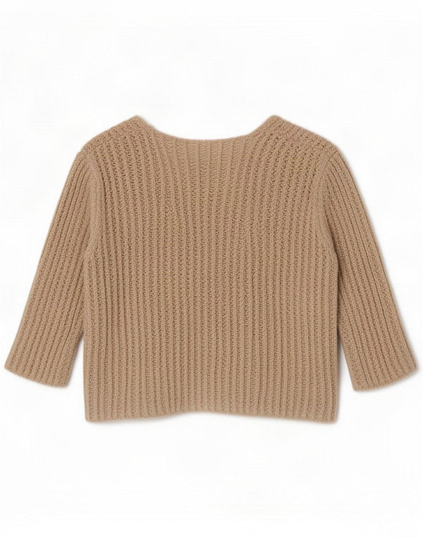 Vintage Dame 3/4 ærmet Bolero Jumper UK 8 Small Beige