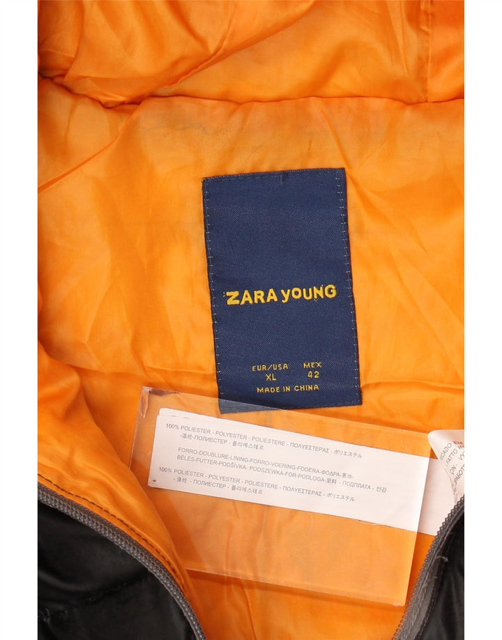 Zara drenge hættepolstret jakke 13-14 år XL Sort polyester