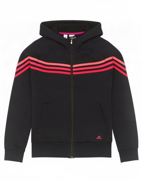 Adidas hættetrøje med lynlås til piger 13-14 år Sort bomuld