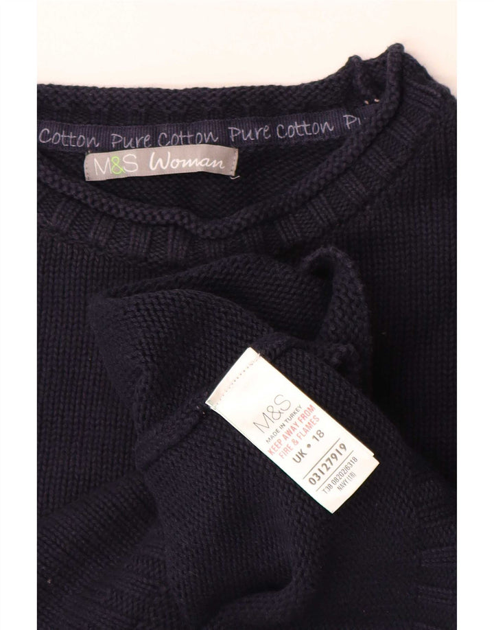 Marks & Spencer Dame Turtle Neck Jumper Sweater UK 18 XL Navy Blue