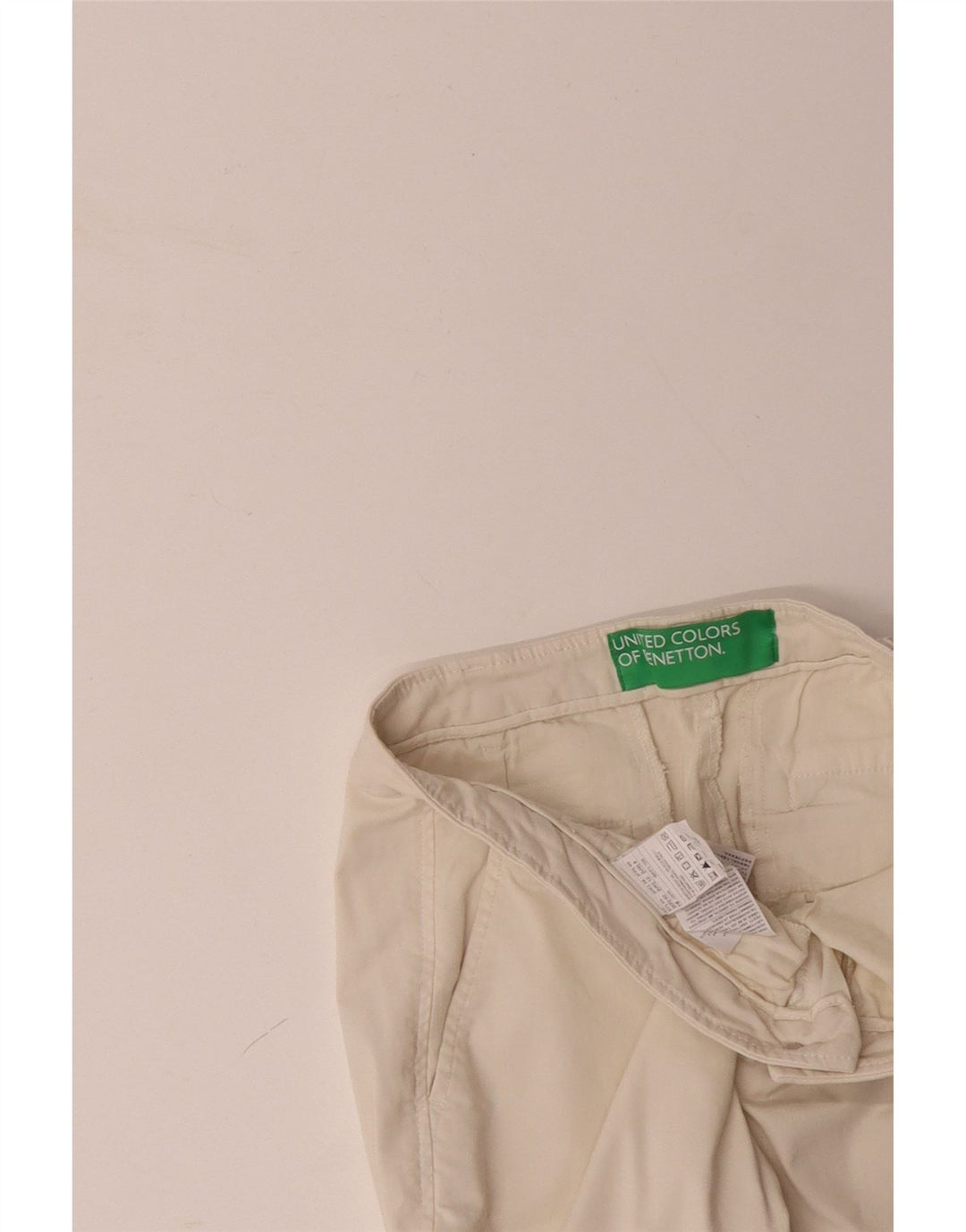 BENETTON Dame Slim Chino Bukser UK 12 Medium W32 L28 Off White Bomuld
