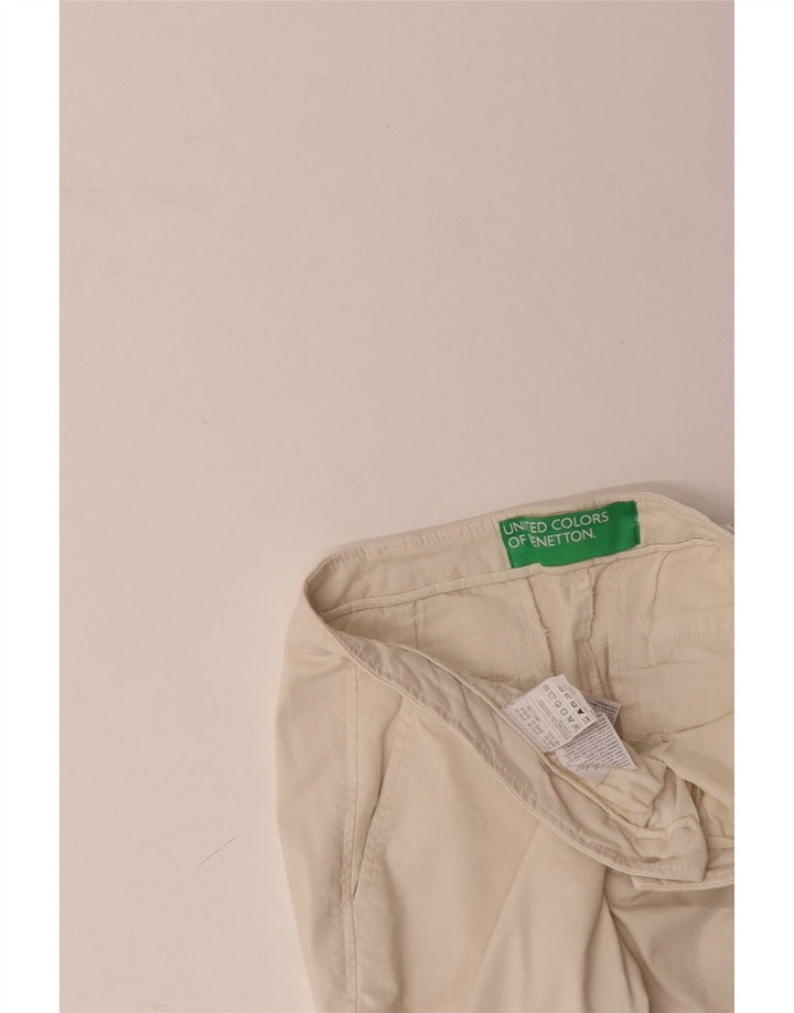 BENETTON Dame Slim Chino Bukser UK 12 Medium W32 L28 Off White Bomuld