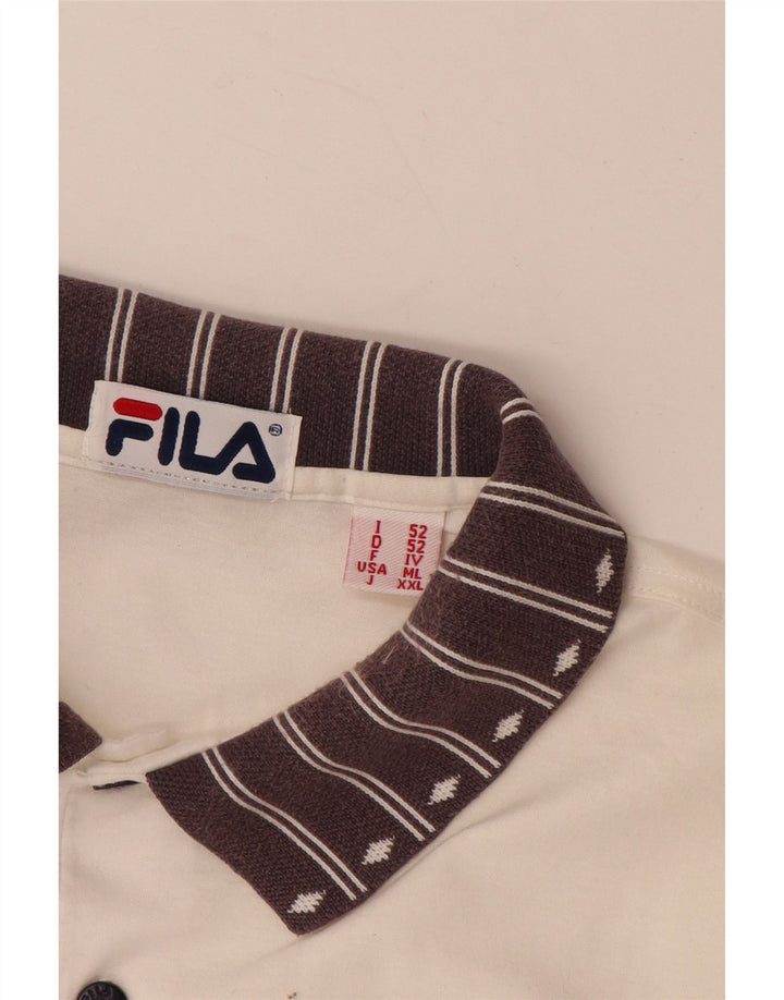 FILA Grafisk Polo Shirt til mænd IT 52 Stor Hvid Colourblock Bomuld