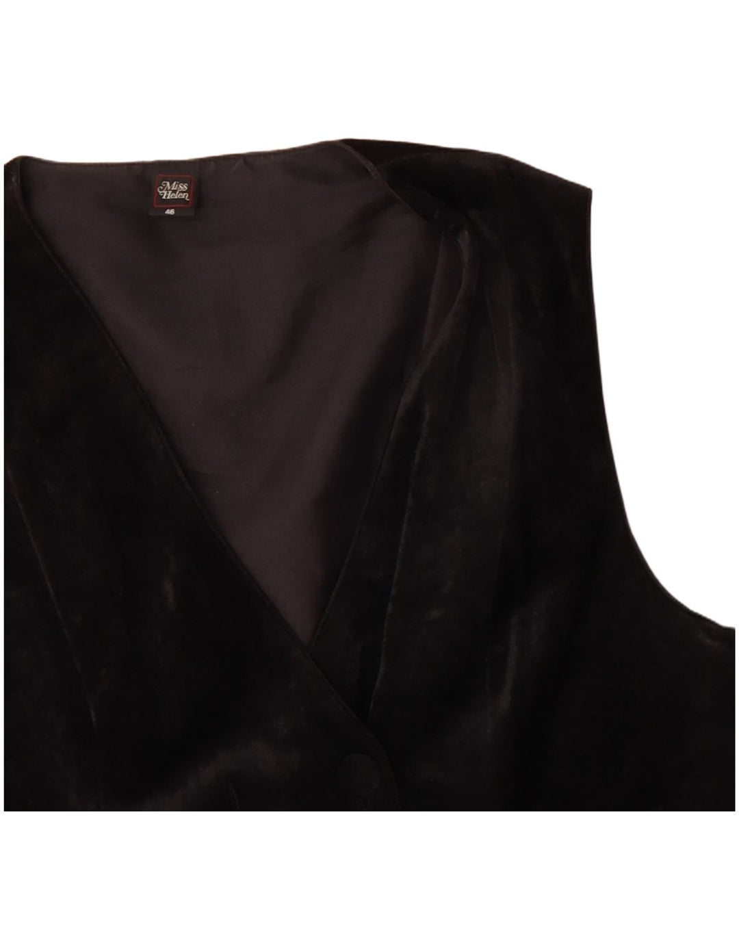 Vintage dobbeltradet vest til kvinder IT 46 Large Black Acetate