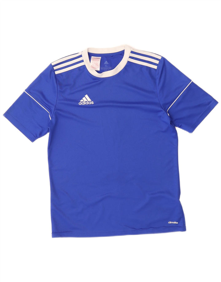 ADIDAS Boys Climalite T-Shirt Top 15-16 Years XL Blue Polyester