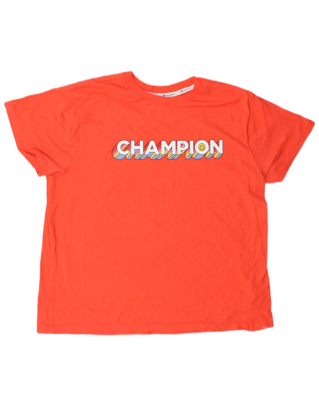 CHAMPION Dame Grafisk T-Shirt Top UK 20 2XL Orange Bomuld