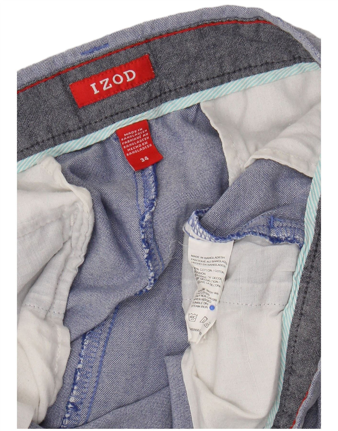 IZOD Chino Shorts til mænd W34 Large Blue Bomuld