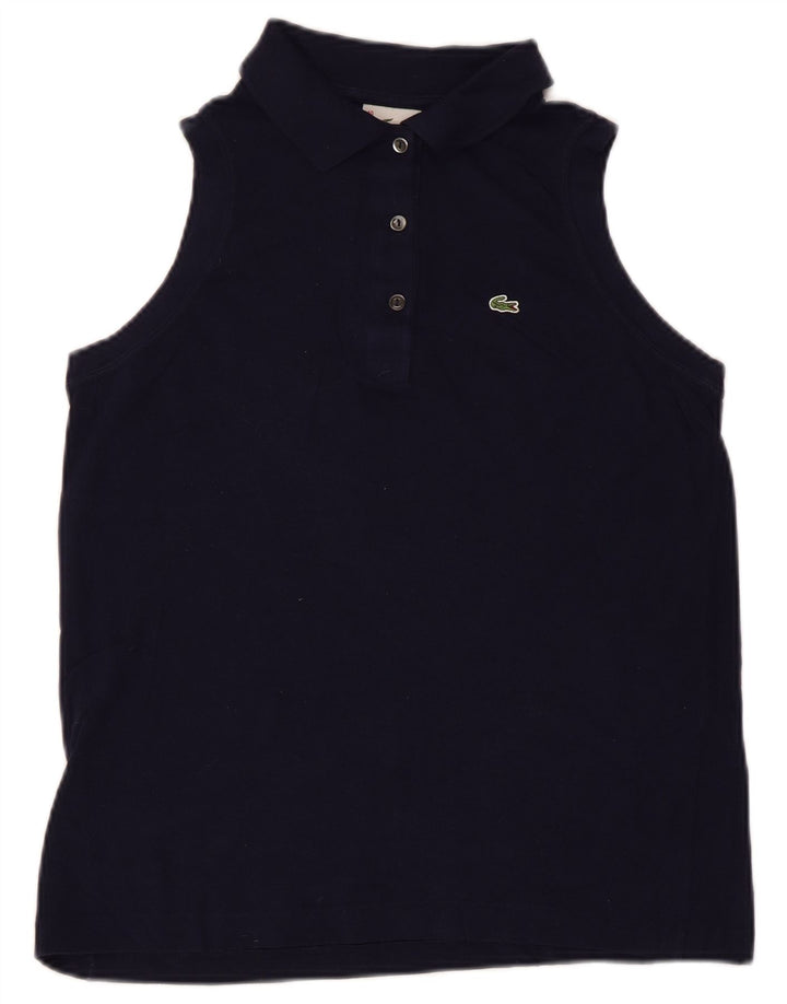 Lacoste ærmeløs poloshirt til kvinder størrelse 40 Medium marineblå bomuld