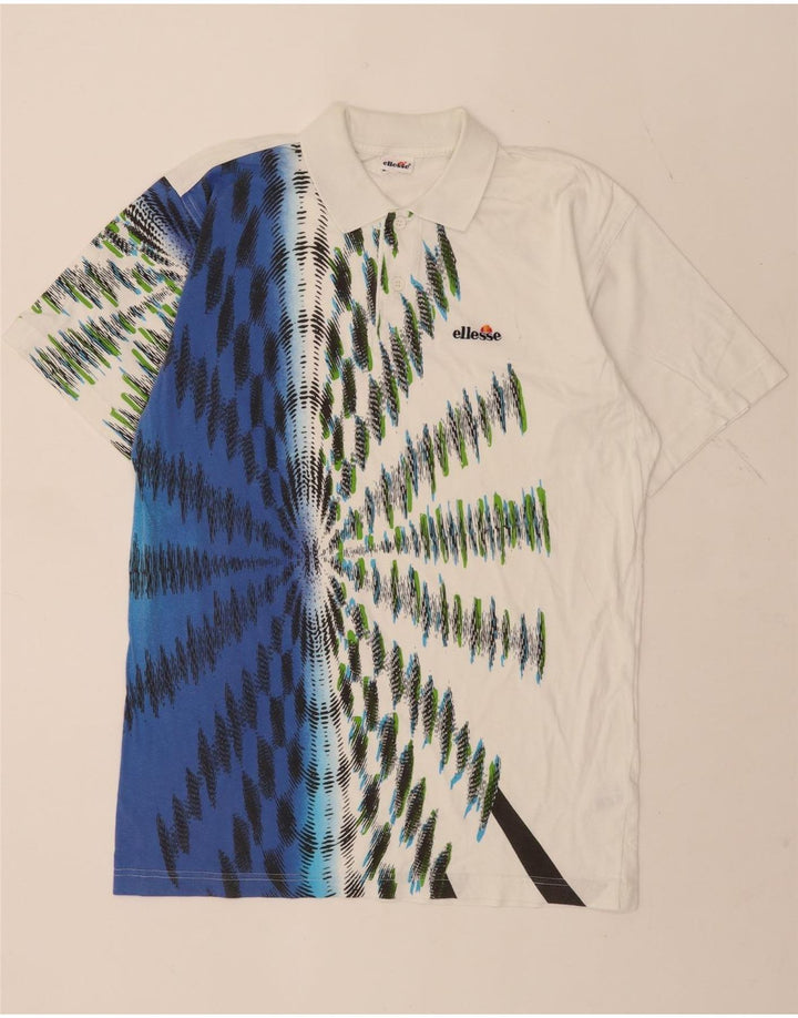 Ellesse Herre Polo Shirt IT 48 Medium White Tie Dye Bomuld
