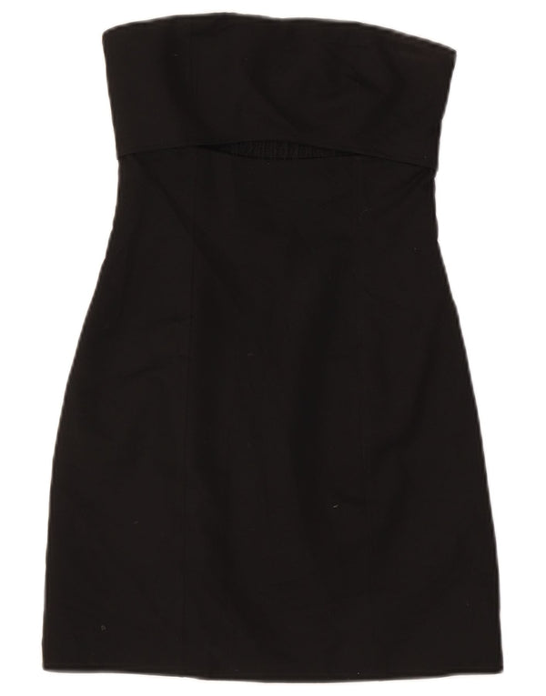 Zara Dame Stropløs Kjole UK 4 XS Sort Polyester