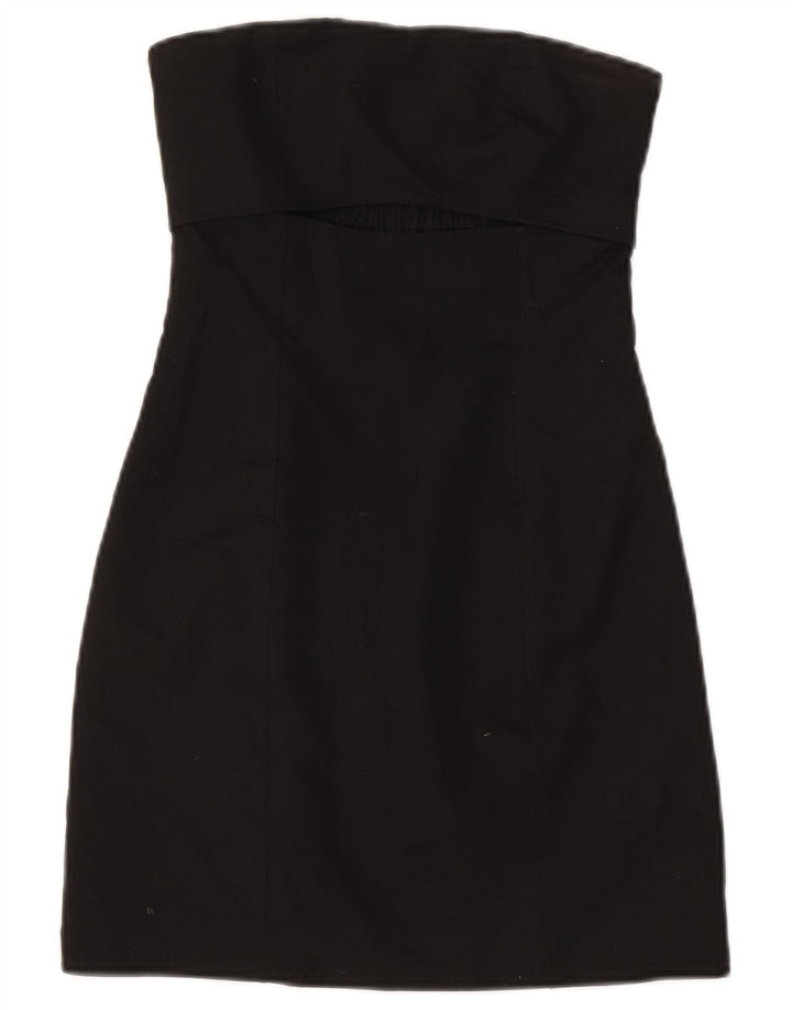 Zara Dame Stropløs Kjole UK 4 XS Sort Polyester