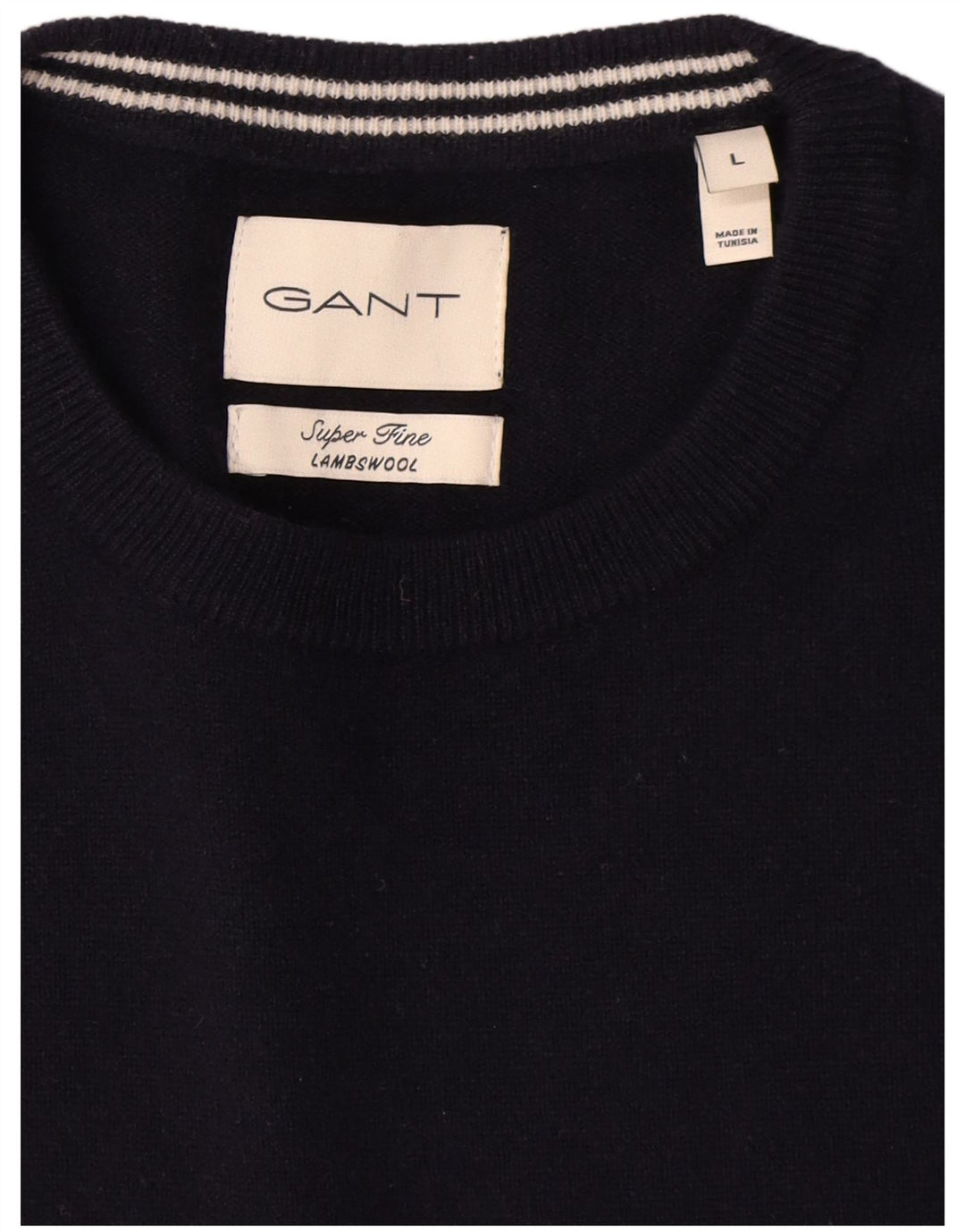 Gant Herre Crew Neck trøje Sweater Stor marineblå lammeuld