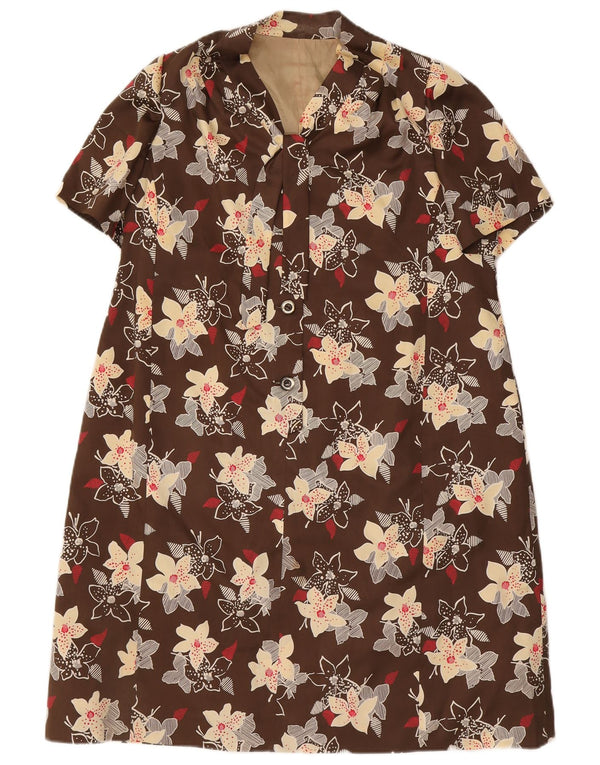 Vintage dame 3/4 ærmer 4 knap 2 stk sæt UK 12 medium brun blomster