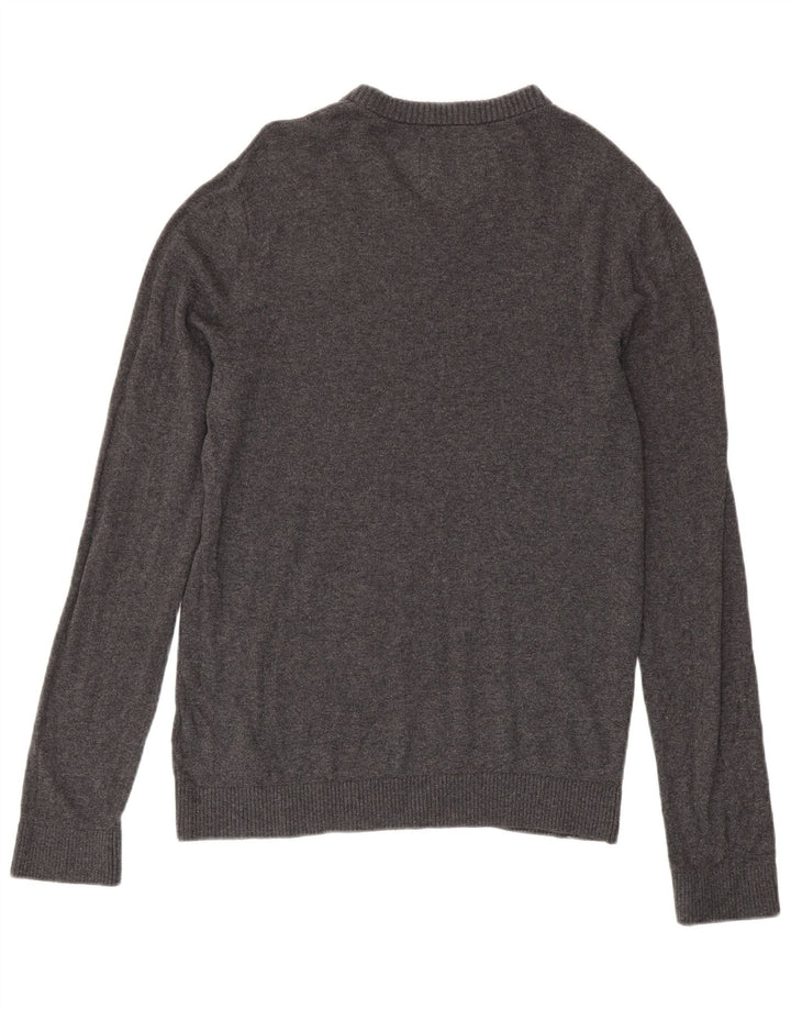 Abercrombie & Fitch Herre V-hals sweater mellemgrå bomuld