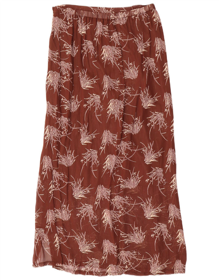VINTAGE kvinders abstrakt mønster Maxi-nederdel W34 Large Maroon
