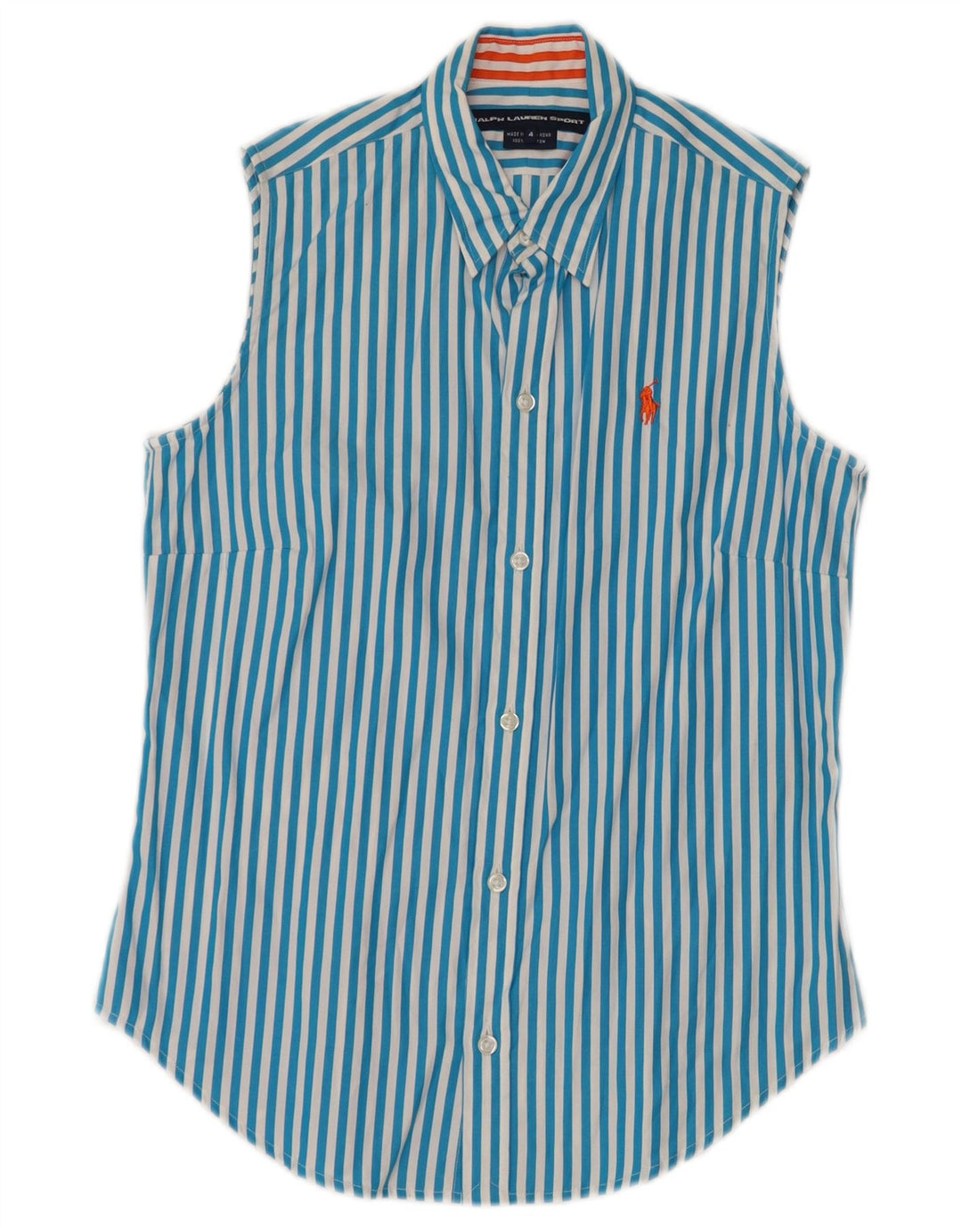 RALPH LAUREN ærmeløs skjorte til kvinder US 4 Lille blå stribet bomuld
