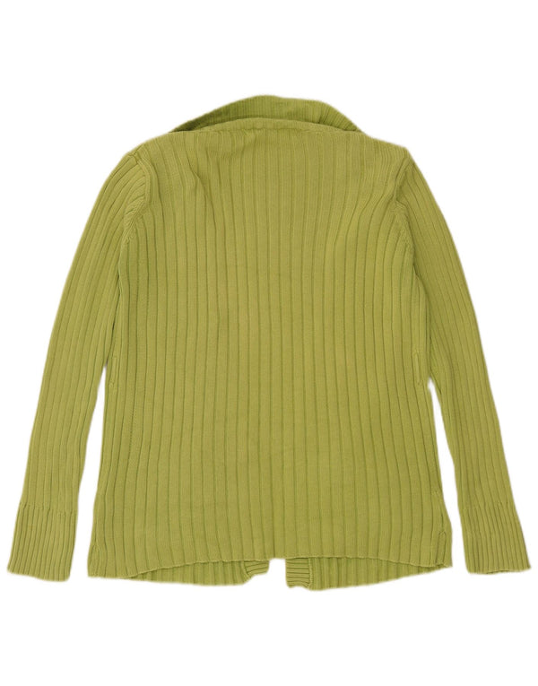 Zara Womens Open Cardigan Sweater UK 14 Medium Green Bomuld