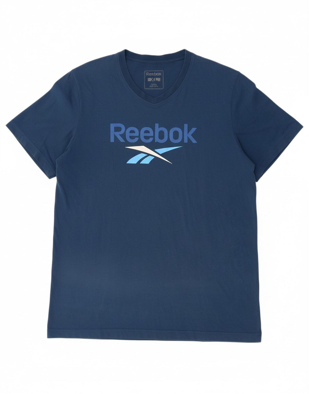REEBOK Mens Graphic T-Shirt Top XL Navy Blue Cotton