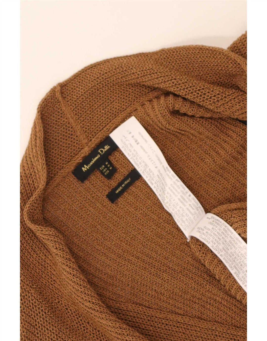 Massimo Dutti Dame Longline Cardigan Sweater UK 14 Medium Brun Polyester