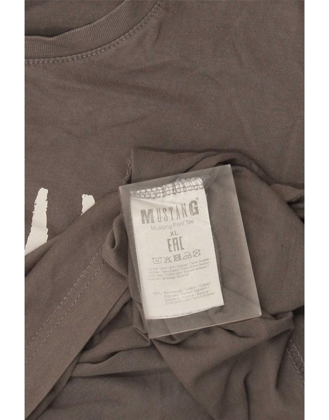 Mustang Herre grafisk T-shirt Top XL Grå Bomuld
