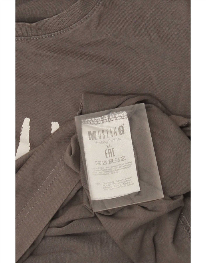 Mustang Herre grafisk T-shirt Top XL Grå Bomuld