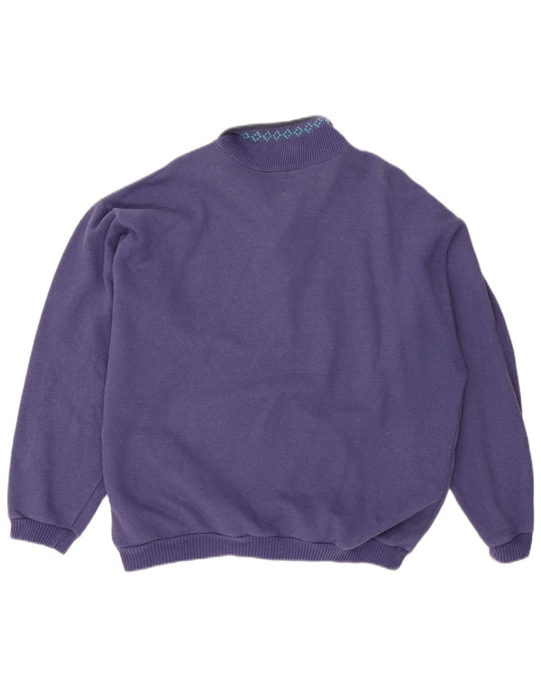 Møde Herre Polo Neck Sweatshirt Jumper XL Lilla Geometrisk Bomuld