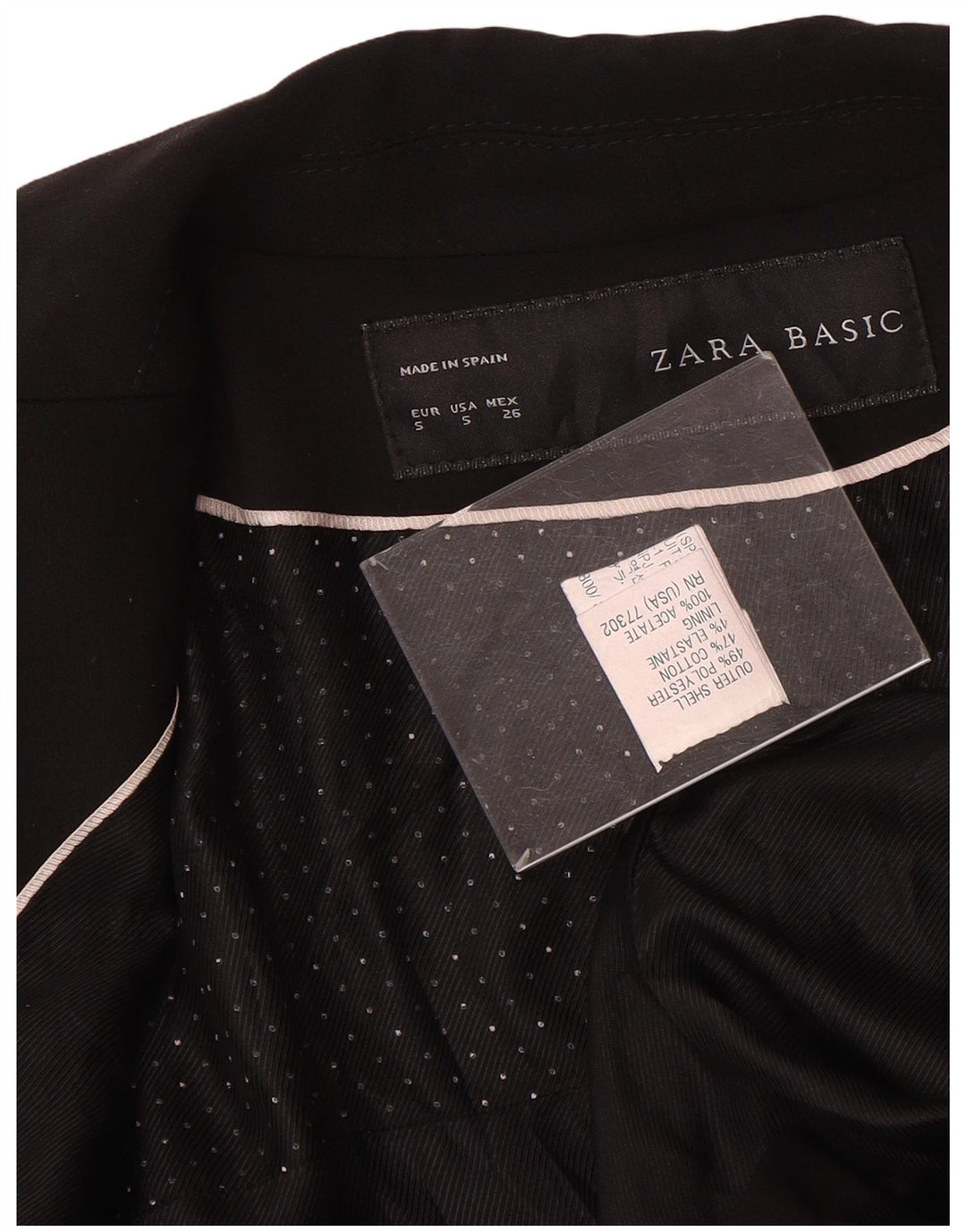 Zara Dame 1 Knap Blazer Jacket UK 10 Small Black Polyester