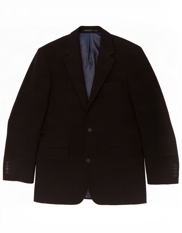 Daniel Hechter Herre 2 Button Blazer Jacket UK 38 Medium Sort Bomuld