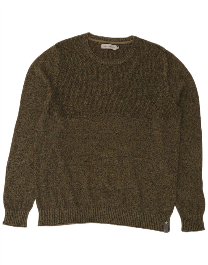 Calvin Klein Jeans Herre Crew Neck Jumper Sweater Medium Green Bomuld