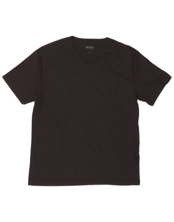 HUGO BOSS T-shirt top til kvinder UK 18 XL Sort bomuld