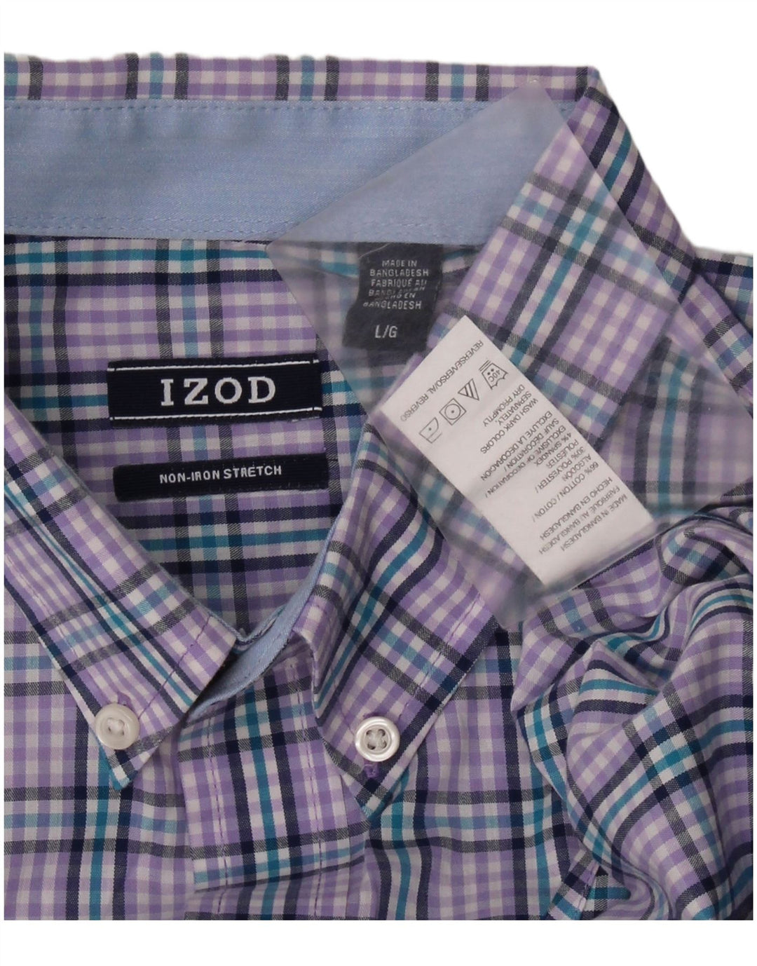IZOD Flanellskjorte til mænd Stor lilla ternet bomuld
