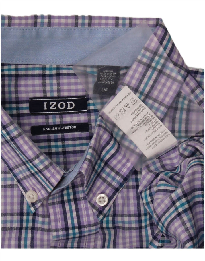 IZOD Flanellskjorte til mænd Stor lilla ternet bomuld