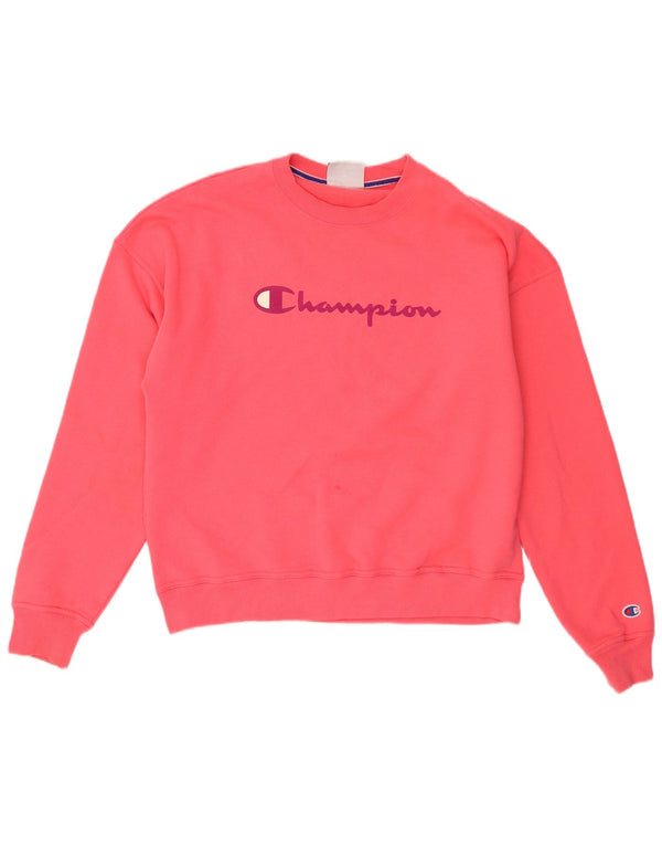 Champion Womens Grafisk Oversized Sweatshirt Jumper UK 14 Medium Pink