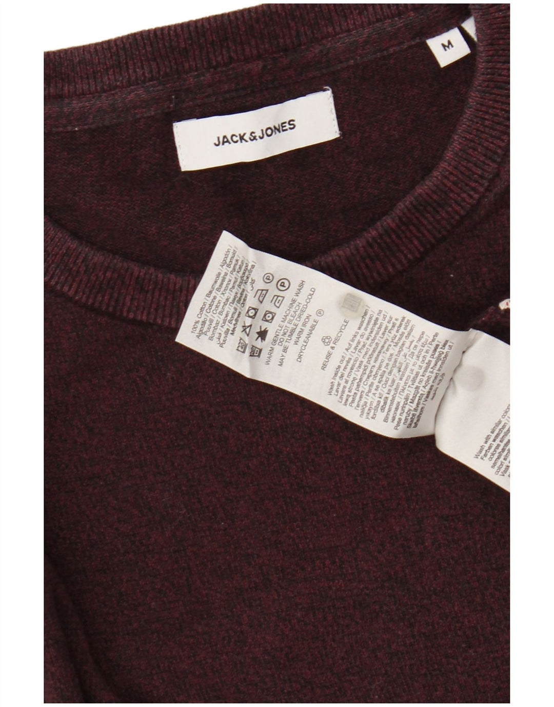 JACK & JONES Herretrøjetrøje med rund hals, medium Bourgogne bomuld