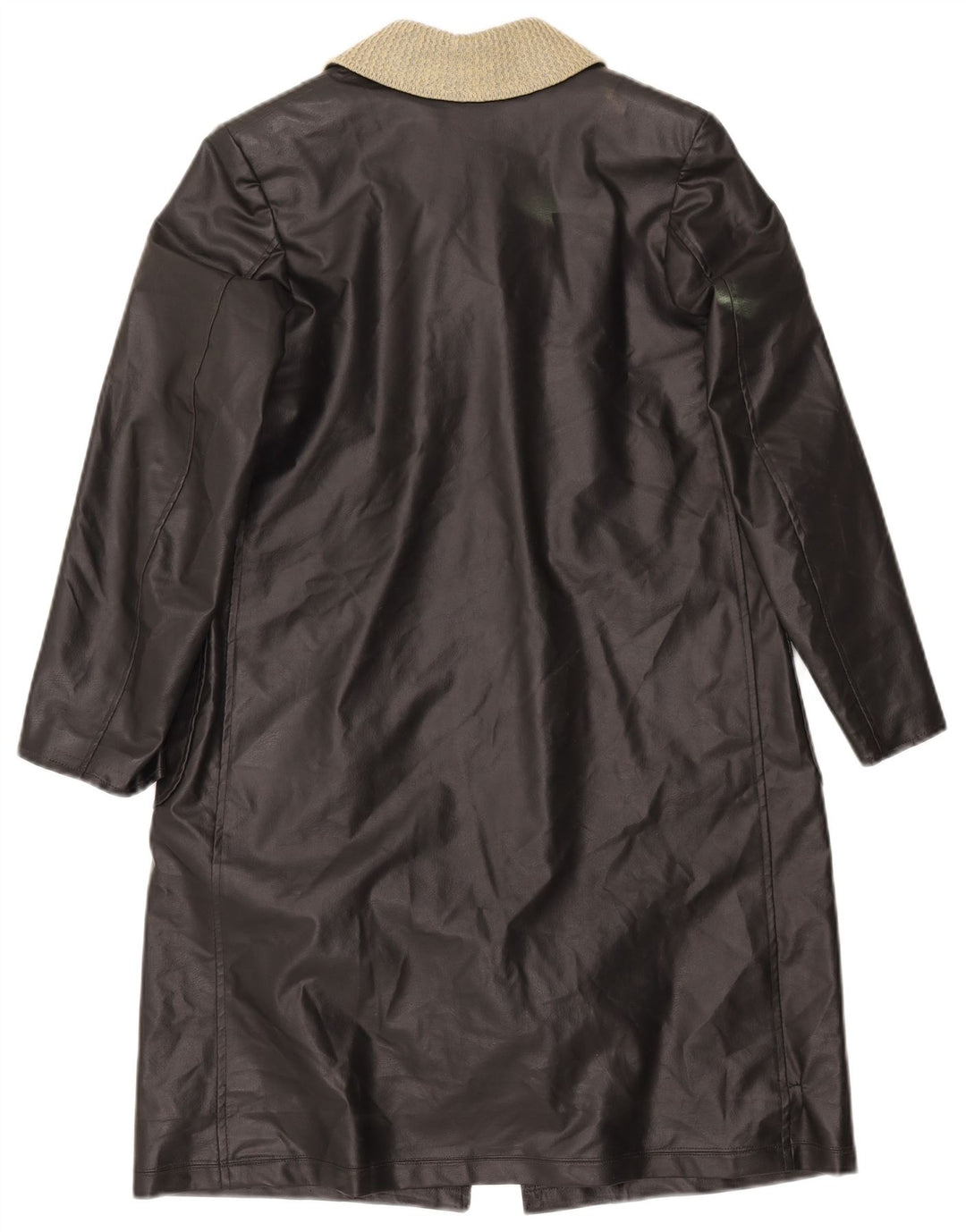 VINTAGE Læderfrakke til kvinder UK 12 Medium Sort Colourblock