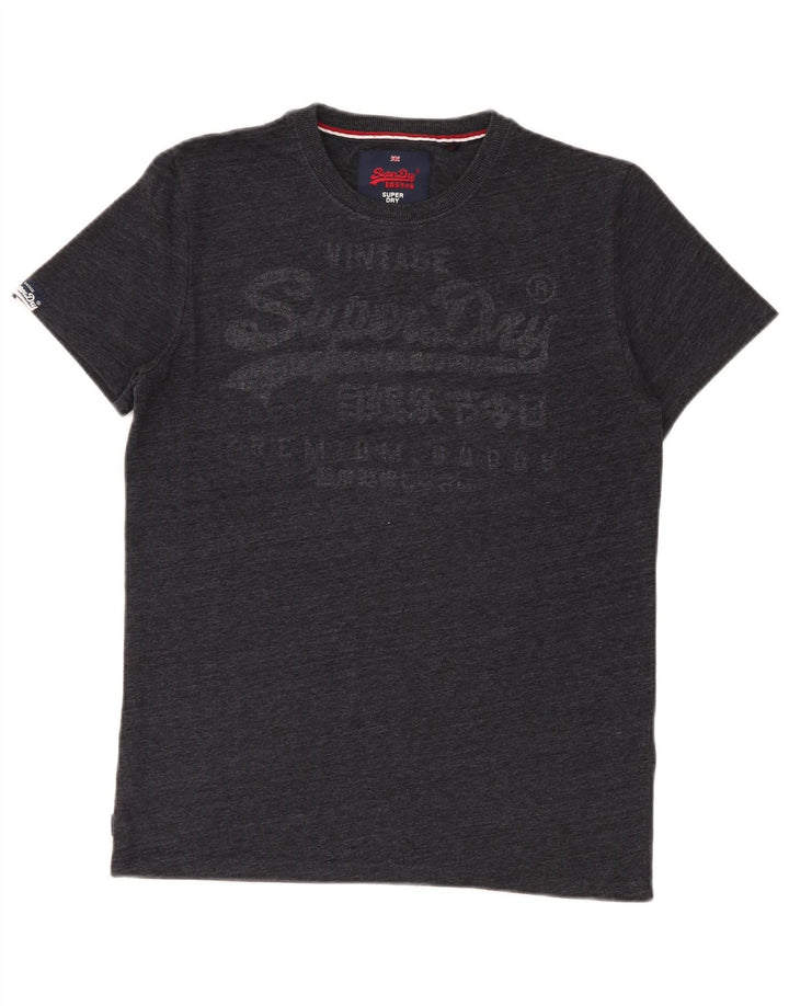 Superdry Grafisk T-shirt-top til mænd, lille grå flækket bomuld