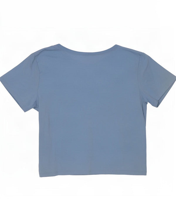 Hollister Womens Crop T-Shirt Top UK 8 Small Blue Cotton