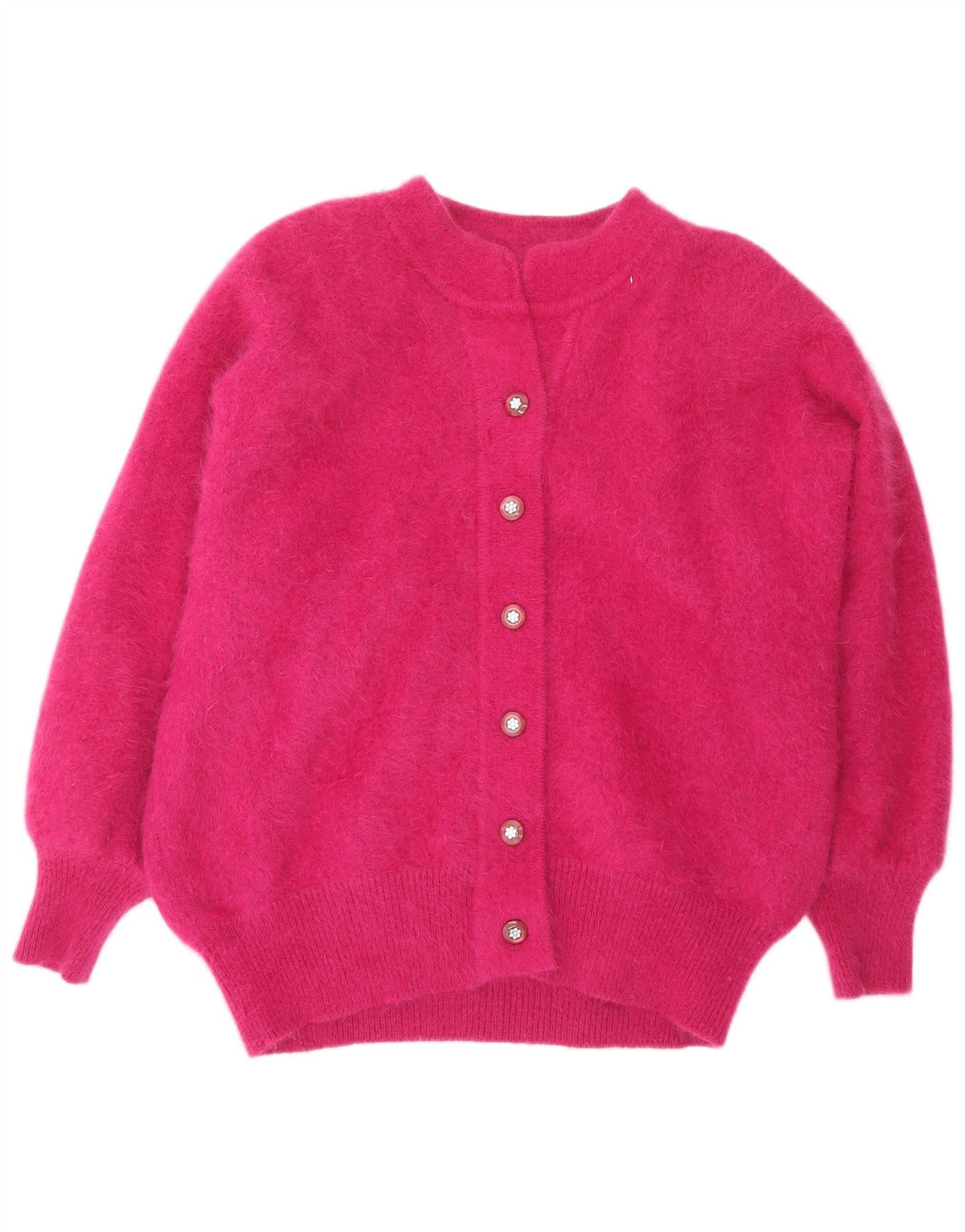 VINTAGE Dame Cardigan Sweater UK 20 2XL Pink Angora