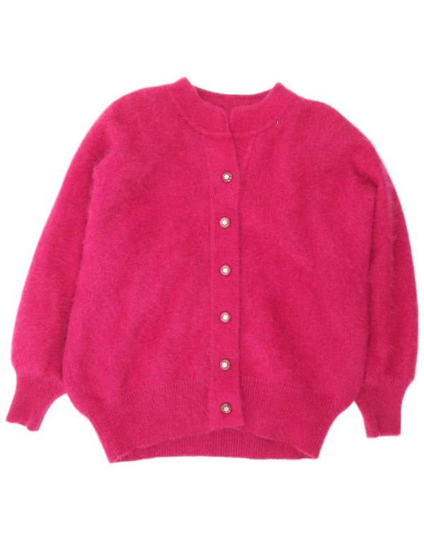VINTAGE Dame Cardigan Sweater UK 20 2XL Pink Angora