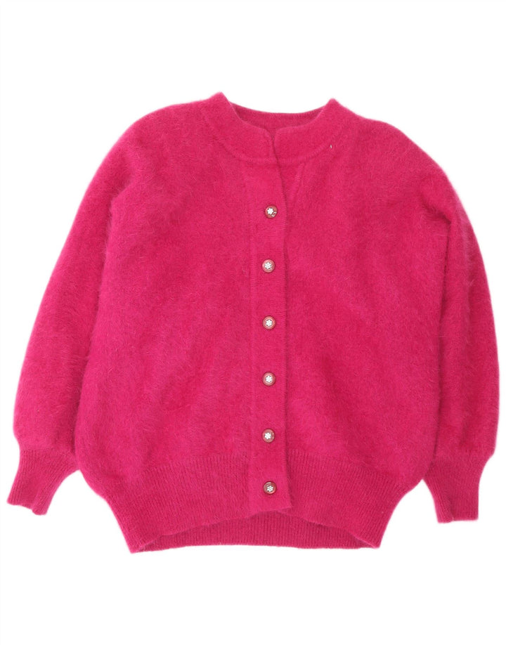 VINTAGE Dame Cardigan Sweater UK 20 2XL Pink Angora