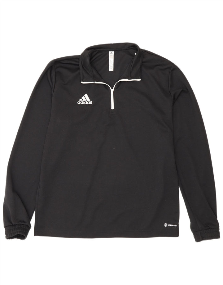 Adidas Herre Zip Neck Top Langærmet Stor Sort Polyester Sports