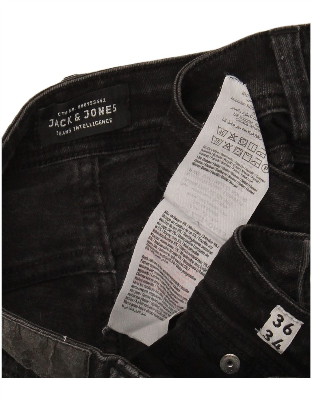 JACK & JONES Herre Liam Skinny Jeans W36 L31 Sort Bomuld